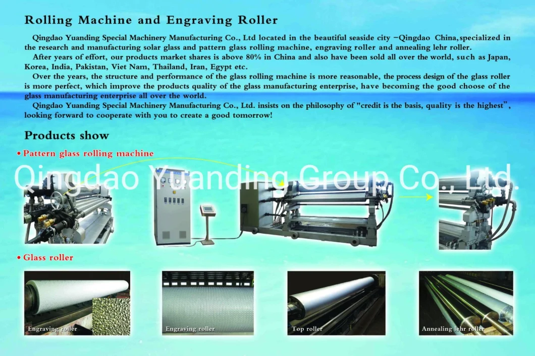 Engraved Glass Line Rolling Machine with Top Roll/Bottom Roll Made with 1Cr13, 2Cr13, 45#Steel