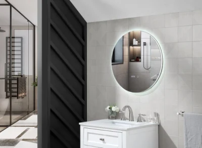 새로운 패션 디자인 Frameless Samrt 도매 홈 장식 타원형 원형 모양 알루미늄 철 벽 LED 거울